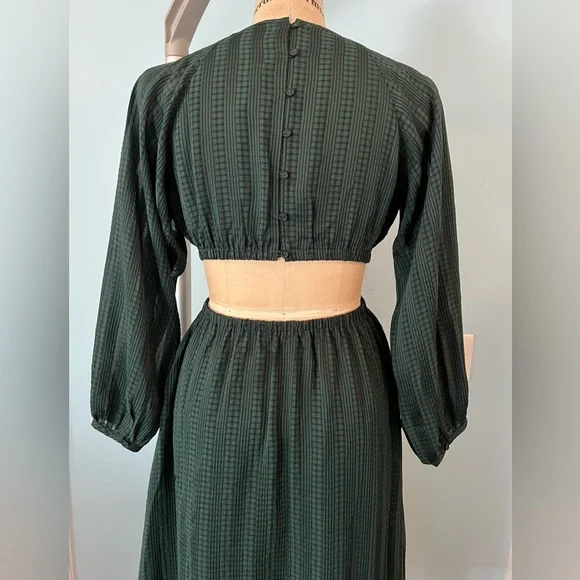 NWT Madewell Long-Sleeve Cutout Midi Dress - Medium Emerald Green - Picture 10 of 15